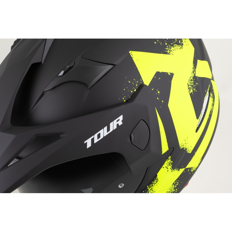 Enduro motorcykelhjelm Cassida Tour 2.0 Crew mat sort-fluo gul