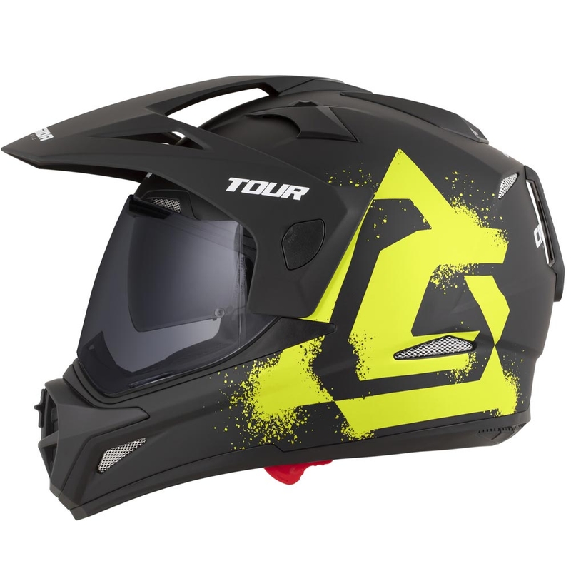 Enduro motorcykelhjelm Cassida Tour 2.0 Crew mat sort-fluo gul