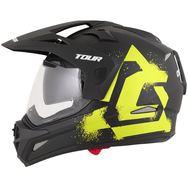 Enduro motorcykelhjelm Cassida Tour 2.0 Crew mat sort-fluo gul