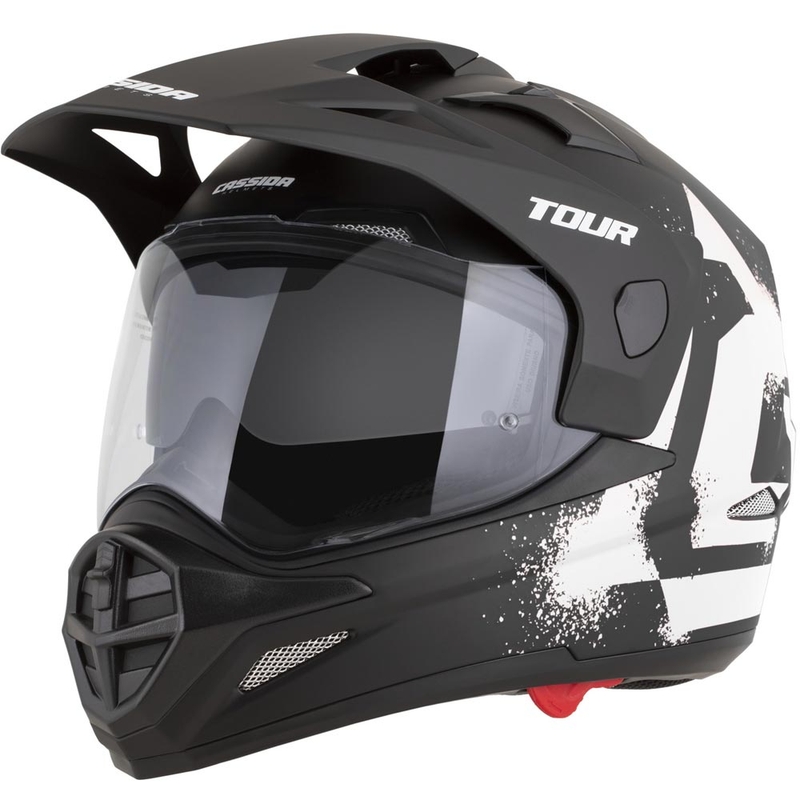 Enduro motorcykelhjelm Cassida Tour 2.0 Crew mat sort-hvid