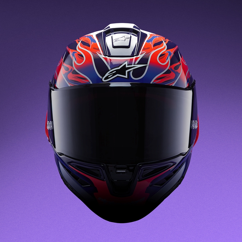 Alpinestars Supertech R-10 Flyte fullface motorcykelhjelm limited edition Jorge Martin lilla-rød