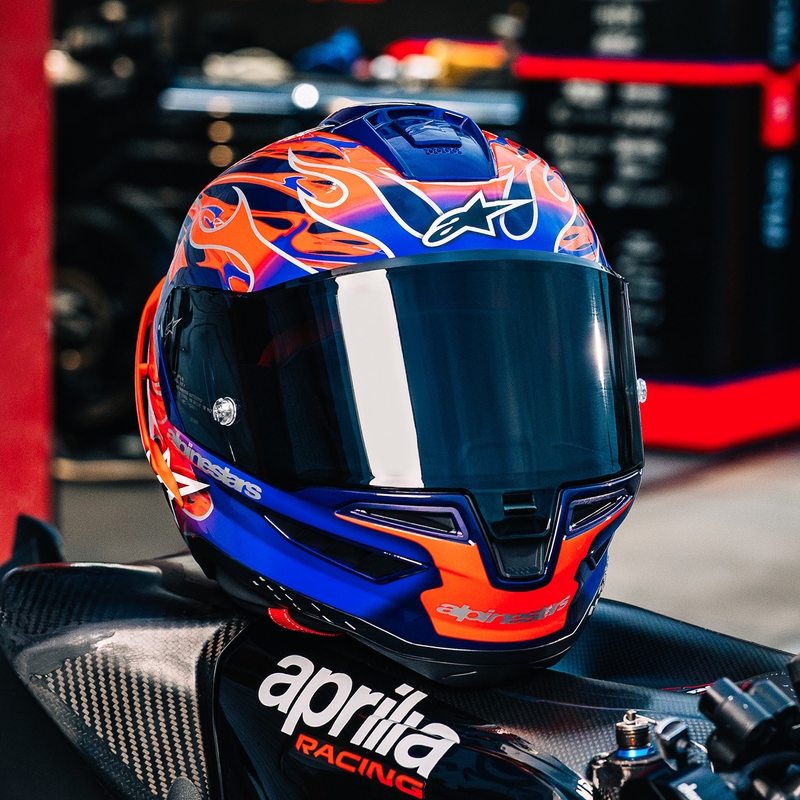 Alpinestars Supertech R-10 Flyte fullface motorcykelhjelm limited edition Jorge Martin lilla-rød