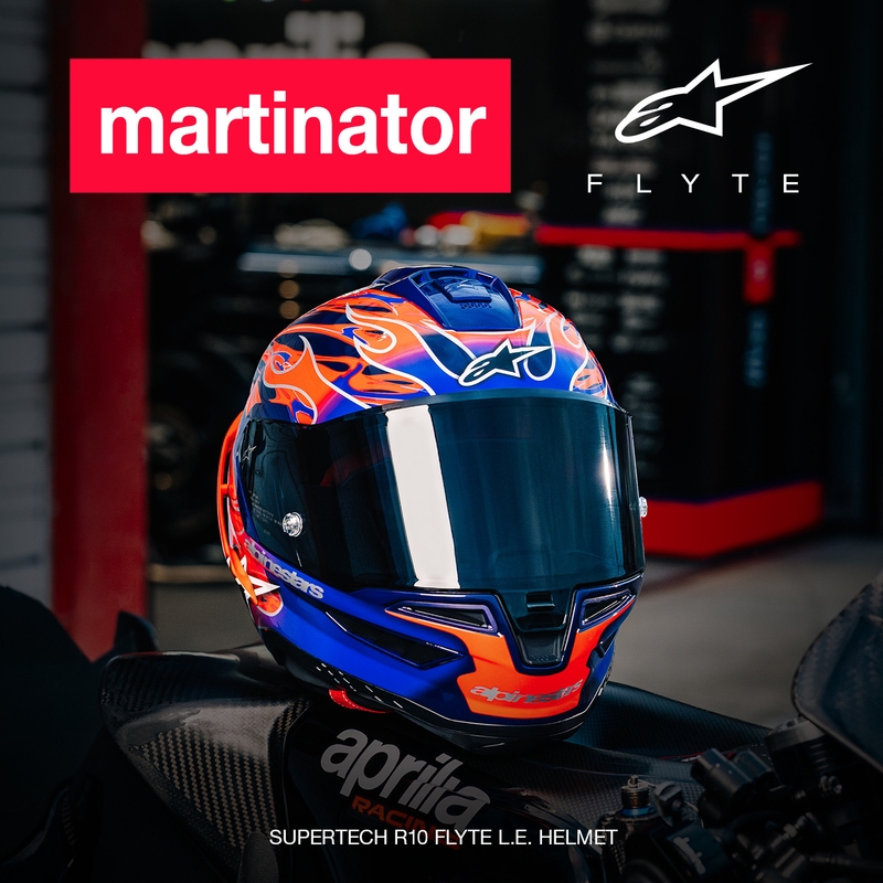 Alpinestars Supertech R-10 Flyte fullface motorcykelhjelm limited edition Jorge Martin lilla-rød