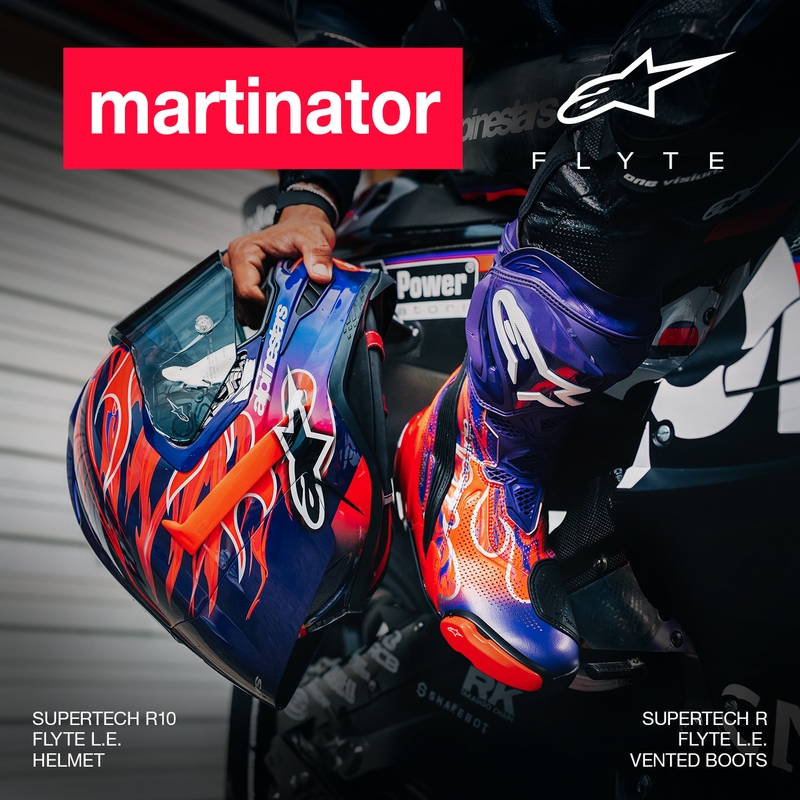 Alpinestars Supertech R-10 Flyte fullface motorcykelhjelm limited edition Jorge Martin lilla-rød