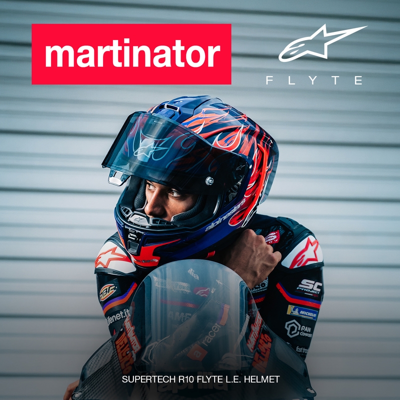 Alpinestars Supertech R-10 Flyte fullface motorcykelhjelm limited edition Jorge Martin lilla-rød