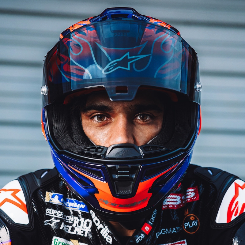 Alpinestars Supertech R-10 Flyte fullface motorcykelhjelm limited edition Jorge Martin lilla-rød