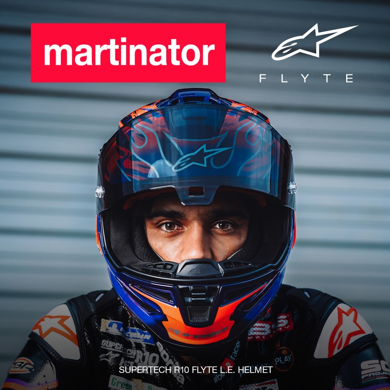 Alpinestars Supertech R-10 Flyte fullface motorcykelhjelm limited edition Jorge Martin lilla-rød