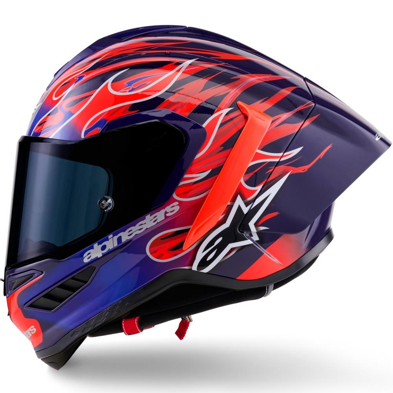 Alpinestars Supertech R-10 Flyte fullface motorcykelhjelm limited edition Jorge Martin lilla-rød