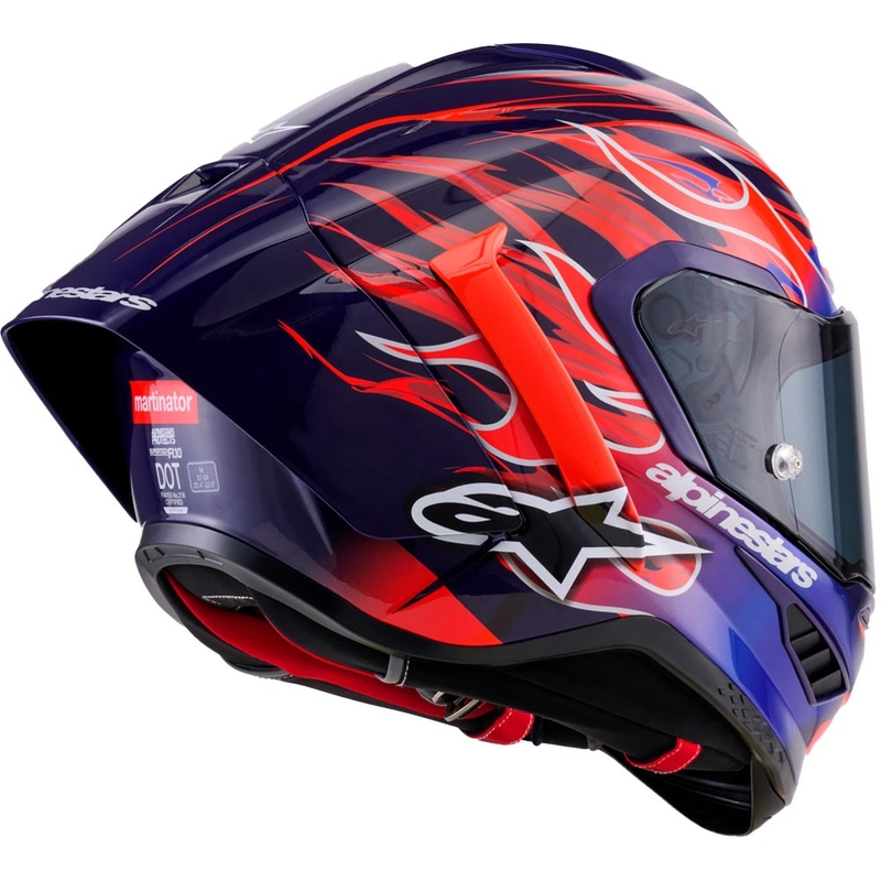 Alpinestars Supertech R-10 Flyte fullface motorcykelhjelm limited edition Jorge Martin lilla-rød