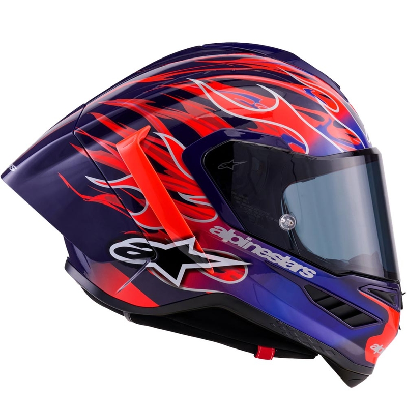 Alpinestars Supertech R-10 Flyte fullface motorcykelhjelm limited edition Jorge Martin lilla-rød