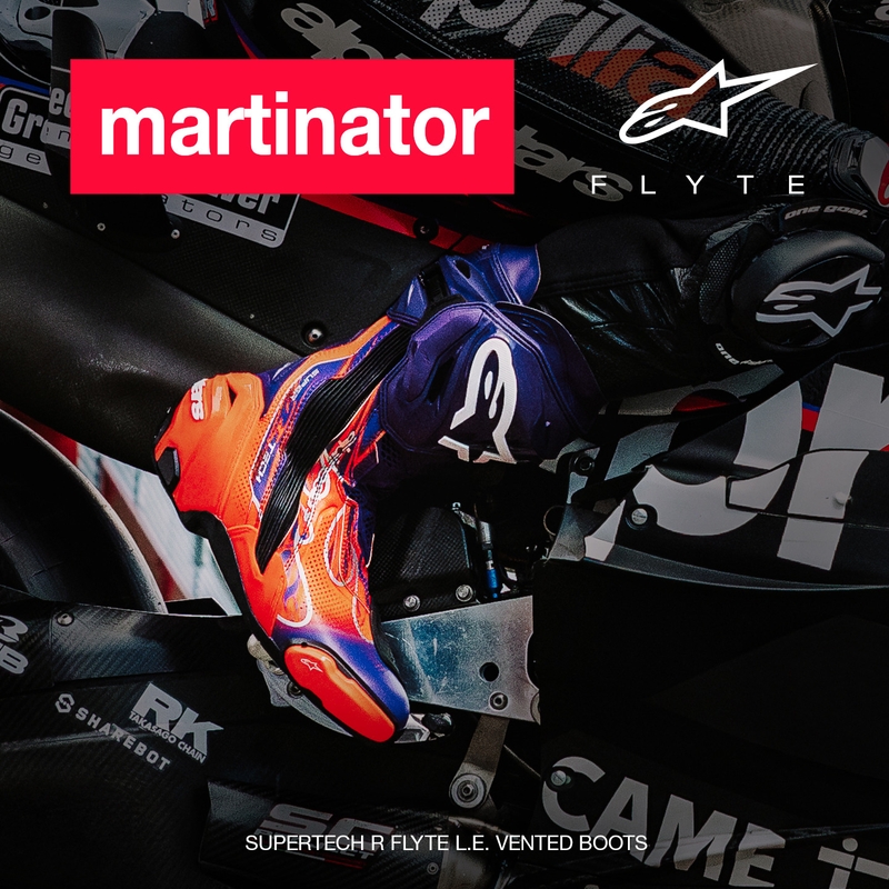 Alpinestars Supertech R Vented Flyte motorcykelstøvler limited edition Jorge Martin lilla-rød-sort