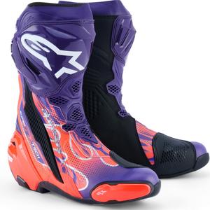 Alpinestars Supertech R Vented Flyte motorcykelstøvler limited edition Jorge Martin lilla-rød-sort