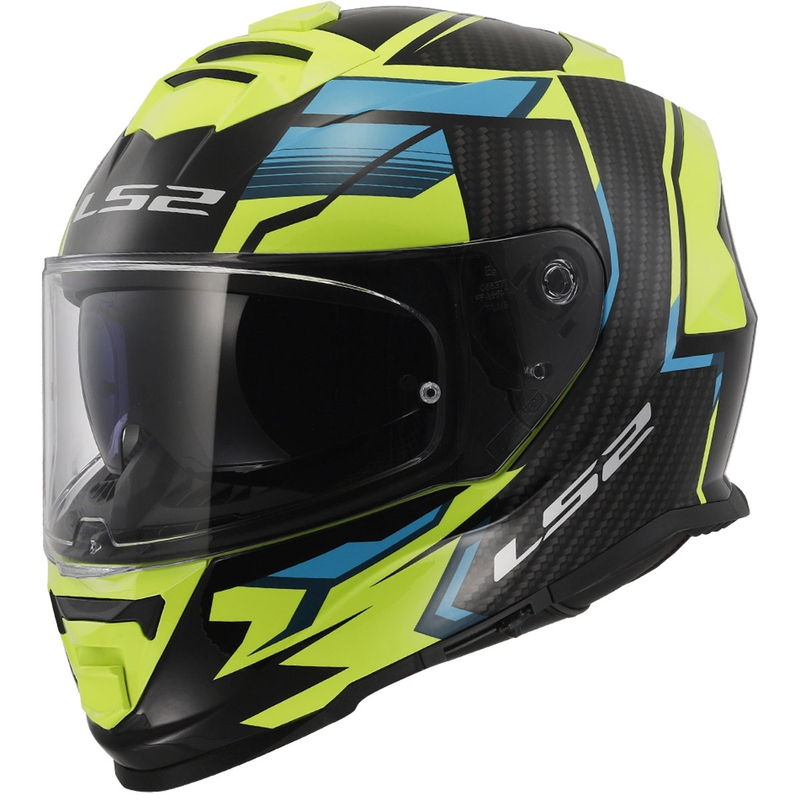 LS2 FF800 Storm II Tracker sort-fluogul integreret motorcykelhjelm