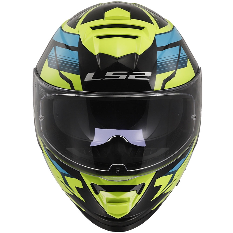 LS2 FF800 Storm II Tracker sort-fluogul integreret motorcykelhjelm