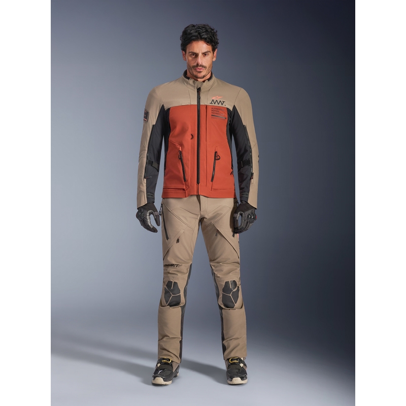 Alpinestars AMT-8 Stretch Drystar XF motorcykeljakke brun-orange-sort