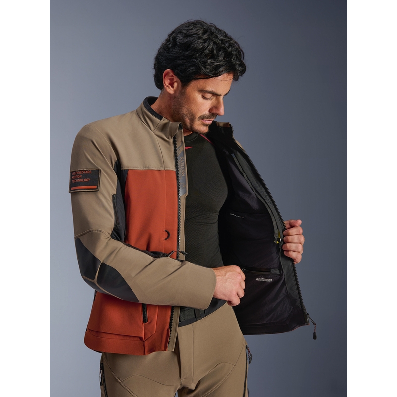 Alpinestars AMT-8 Stretch Drystar XF motorcykeljakke brun-orange-sort
