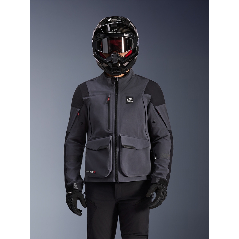 Alpinestars Maxdura Drystar XF motorcykeljakke mørkegrå-sort