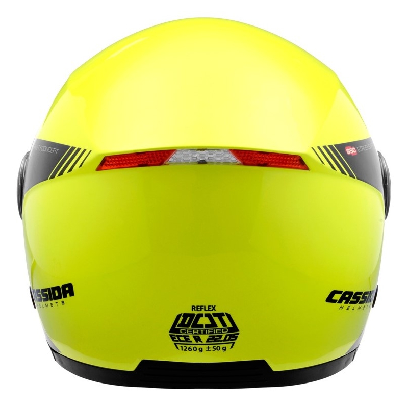 Cassida Reflex Safety åben motorcykelhjelm sort-fluogul