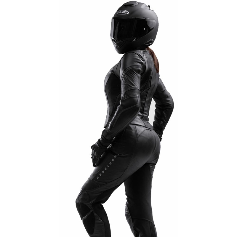 Dame læder motorcykeljakke Rebelhorn Diva ST sort