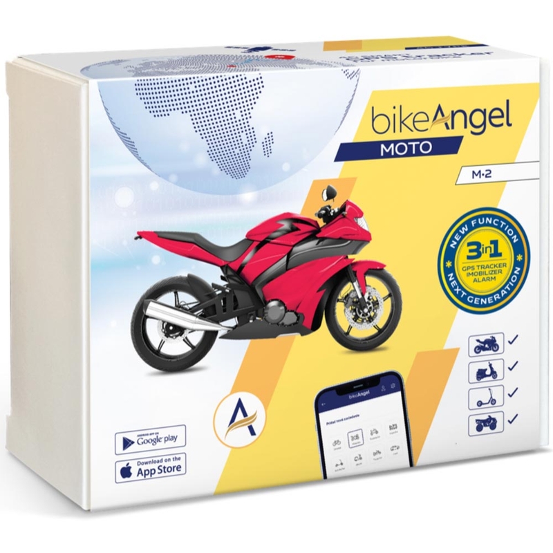 GPS-lokaliseringsenhed og motorcykelalarm med BIKEANGEL MOTO-applikationen - Europe Extra