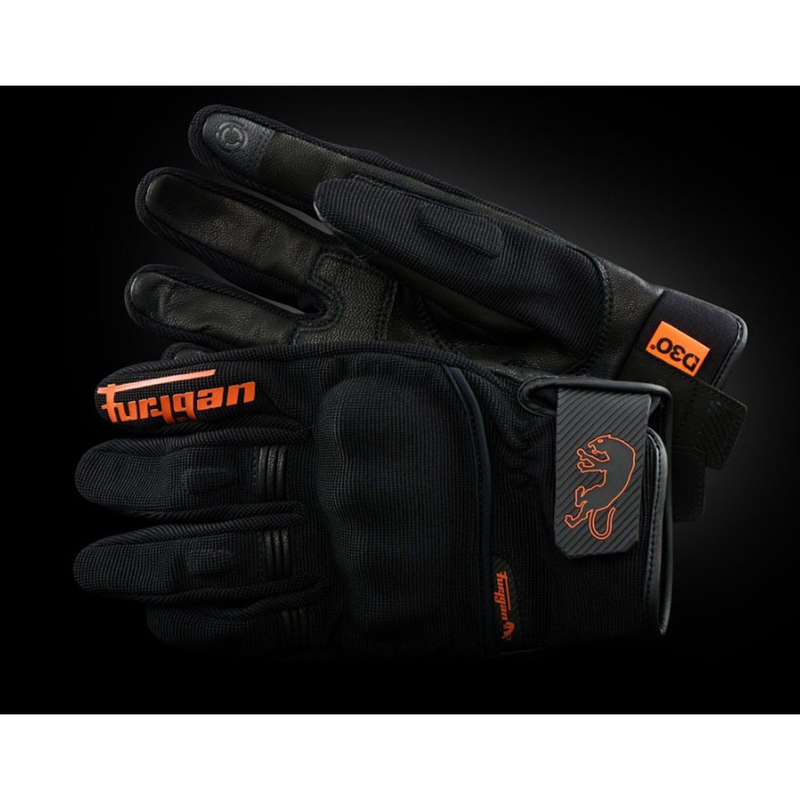 Furygan Jet D3O Evo motorcykelhandsker sort-orange