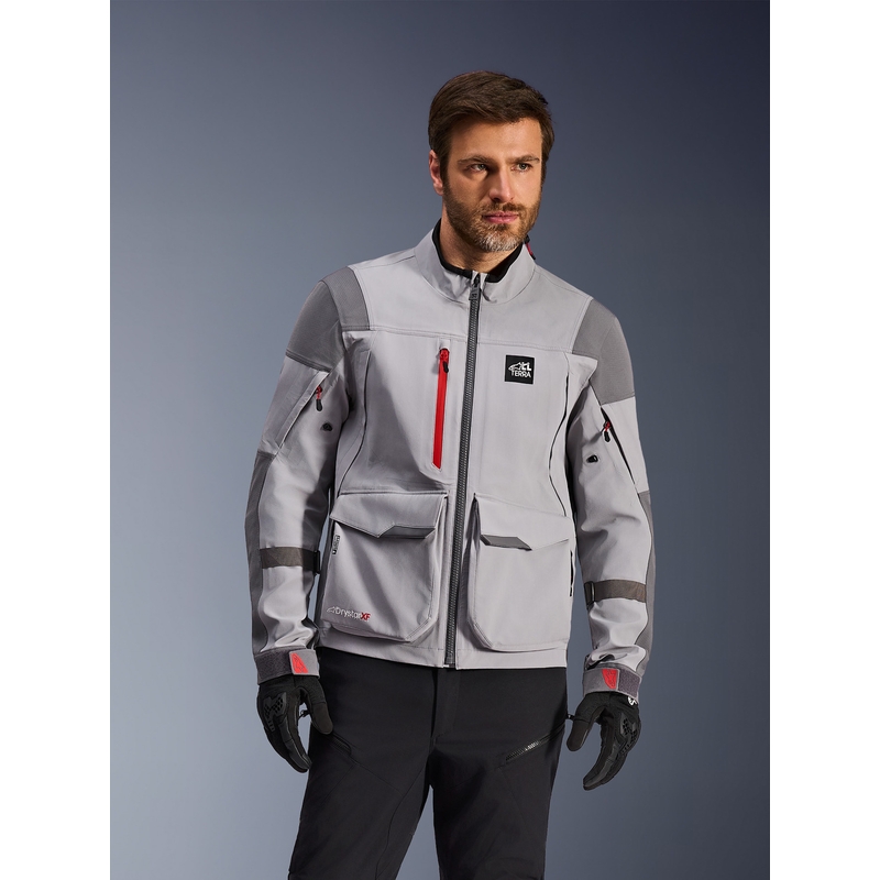 Alpinestars Maxdura Drystar XF motorcykeljakke lysegrå-mørkegrå