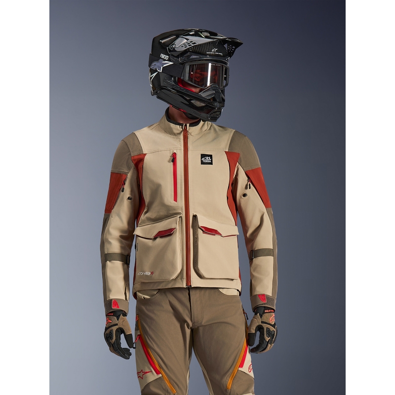 Alpinestars Maxdura Drystar XF motorcykeljakke brun-orange