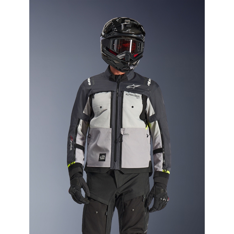 Alpinestars Cusco Drystar motorcykeljakke lysegrå-lyseblå-mørkeblå