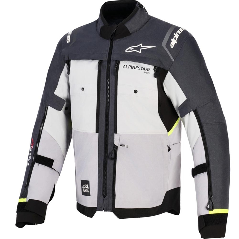 Alpinestars Cusco Drystar motorcykeljakke lysegrå-lyseblå-mørkeblå