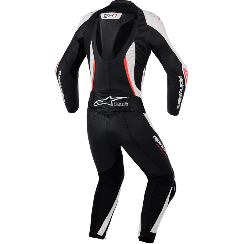 Dame todelt læder motorcykeldragt Alpinestars Stella GP-R7 sort-hvid-fluo rød