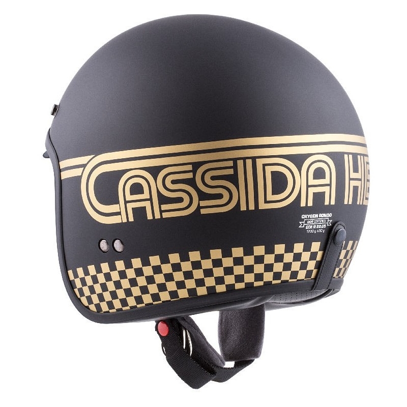 Cassida Oxygen Rondo åben motorcykelhjelm sort og guld