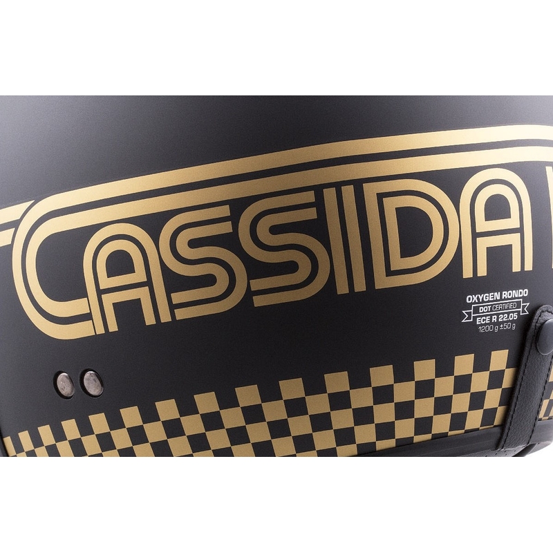 Cassida Oxygen Rondo åben motorcykelhjelm sort og guld