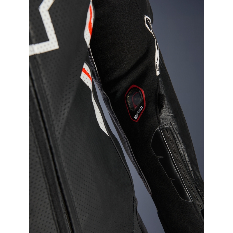 Alpinestars GP TECH V5 læder motorcykeldragt sort-hvid-fluo rød