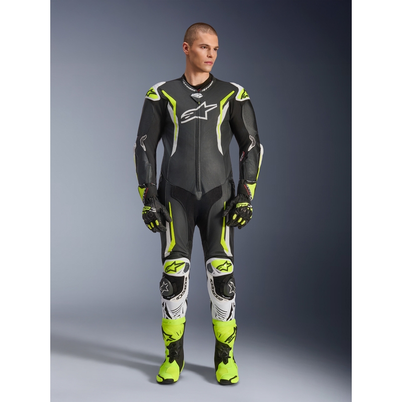 Alpinestars GP TECH V5 heldragt i læder, sort-hvid-fluo gul