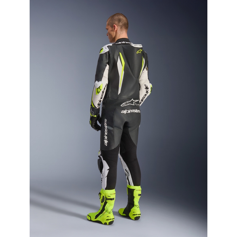 Alpinestars GP TECH V5 heldragt i læder, sort-hvid-fluo gul
