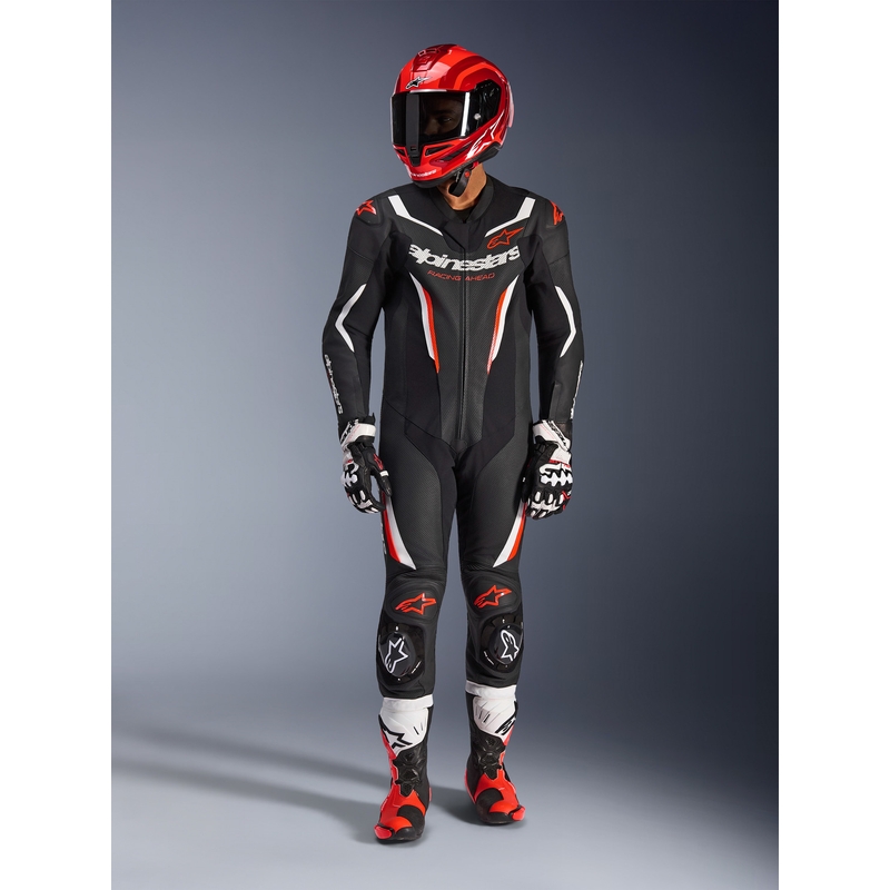 Alpinestars GP FORCE V2 heldragt, sort-hvid-fluo rød