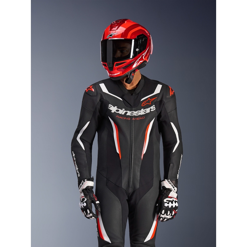 Alpinestars GP FORCE V2 heldragt, sort-hvid-fluo rød