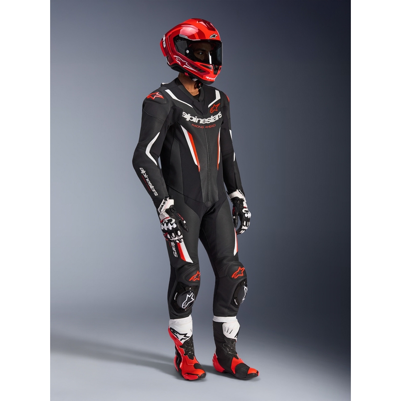 Alpinestars GP FORCE V2 heldragt, sort-hvid-fluo rød