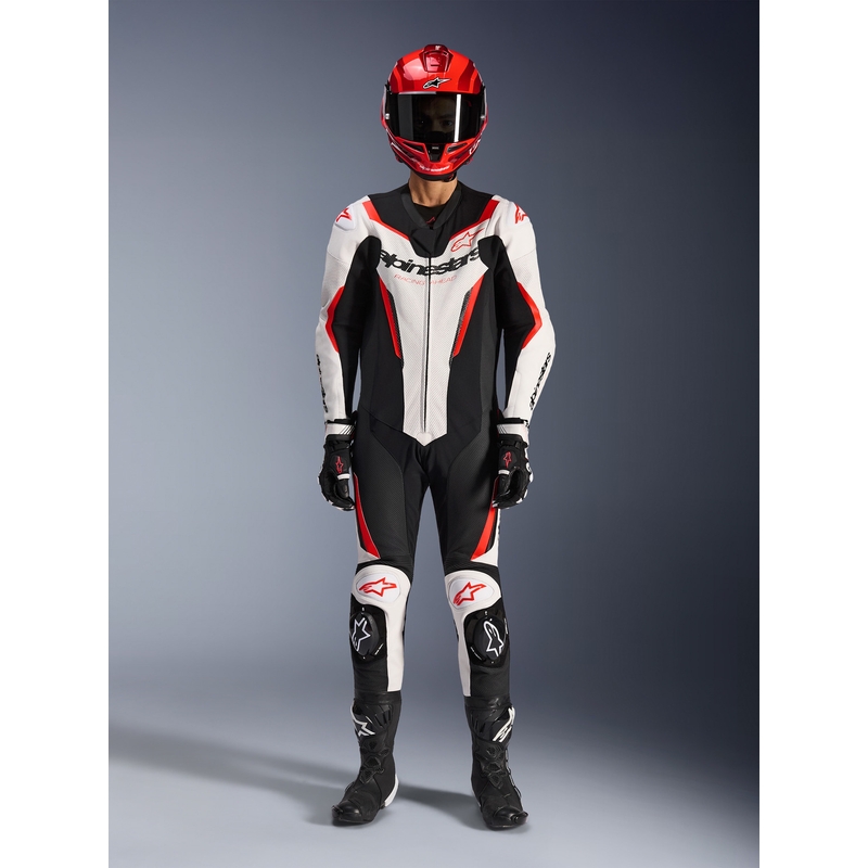 Alpinestars GP FORCE V2 heldragt i ét stykke, hvid-sort-fluo rød
