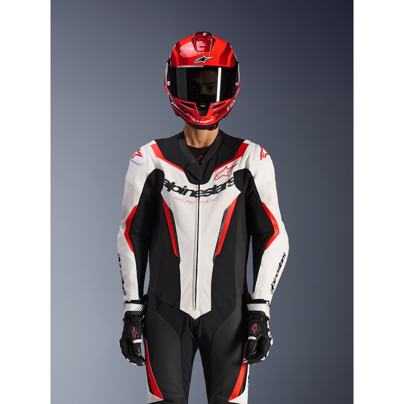 Alpinestars GP FORCE V2 heldragt i ét stykke, hvid-sort-fluo rød