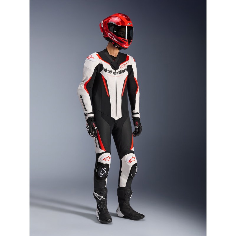 Alpinestars GP FORCE V2 heldragt i ét stykke, hvid-sort-fluo rød