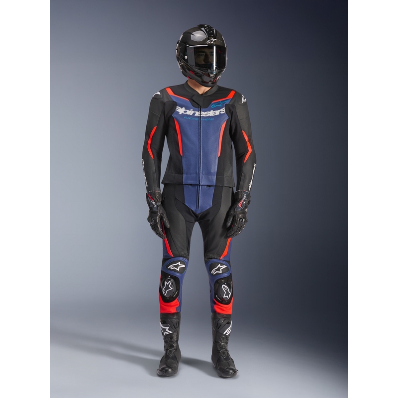 Alpinestars GP Force V2 todelt motorcykeldragt sort-blå-fluo rød