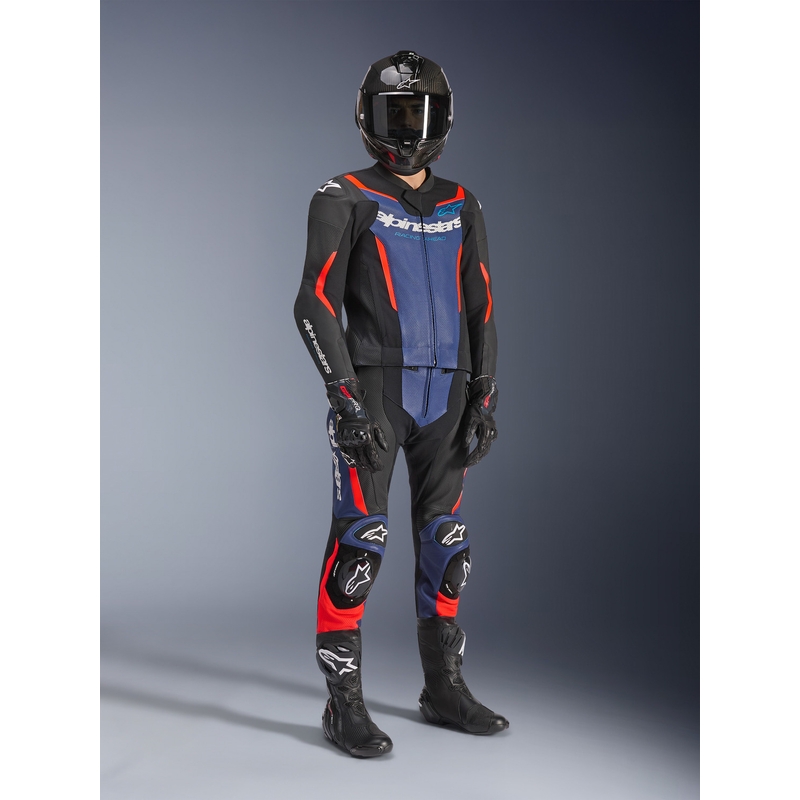 Alpinestars GP Force V2 todelt motorcykeldragt sort-blå-fluo rød