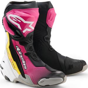 Alpinestars Supertech R motorcykelstøvler sort-hvid-pink-gul