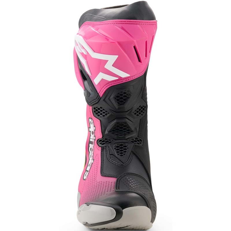 Alpinestars Supertech R motorcykelstøvler sort-hvid-pink-gul