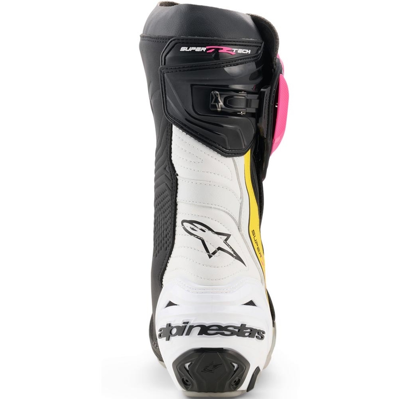 Alpinestars Supertech R motorcykelstøvler sort-hvid-pink-gul