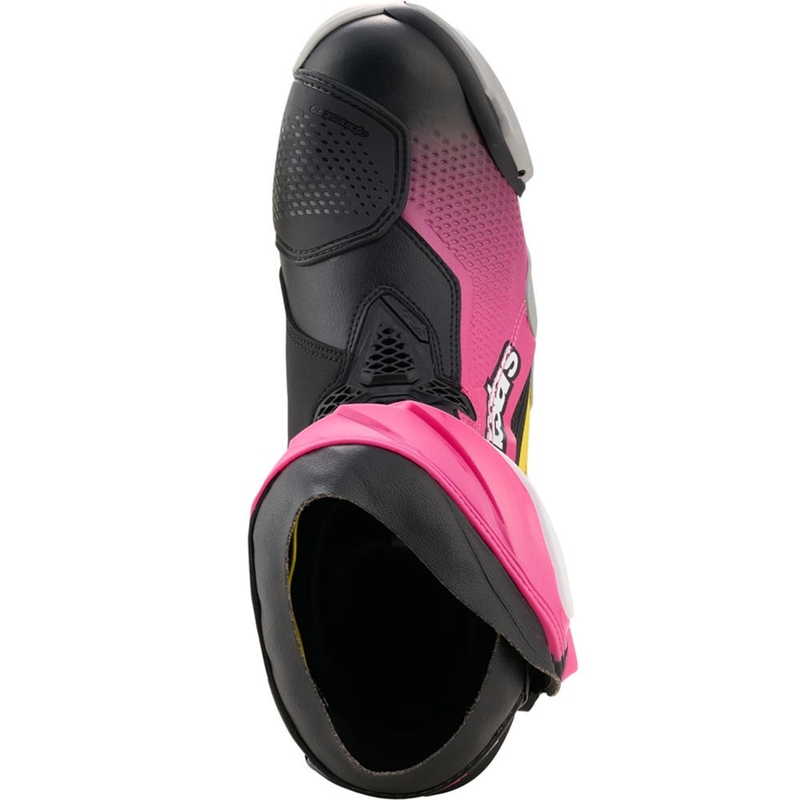 Alpinestars Supertech R motorcykelstøvler sort-hvid-pink-gul
