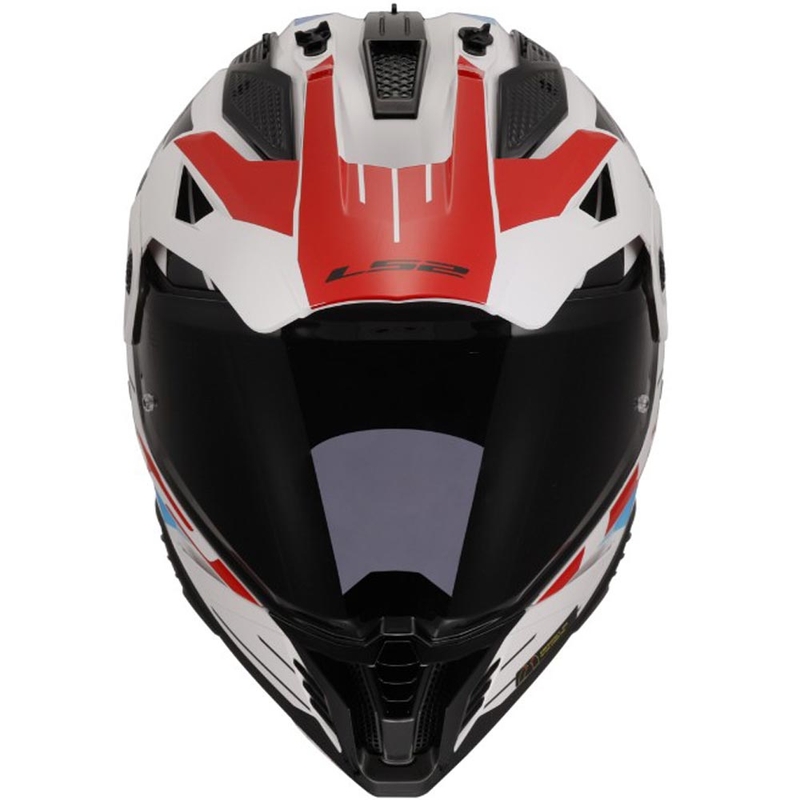 Enduro motorcykelhjelm LS2 MX702 PIONEER II NAMIB hvid-blå-rød