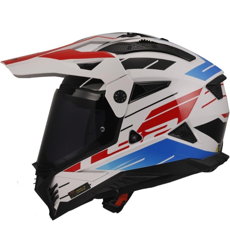 Enduro motorcykelhjelm LS2 MX702 PIONEER II NAMIB hvid-blå-rød