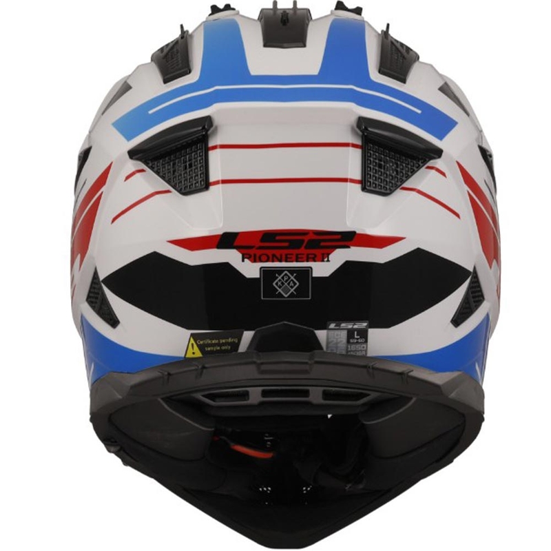 Enduro motorcykelhjelm LS2 MX702 PIONEER II NAMIB hvid-blå-rød